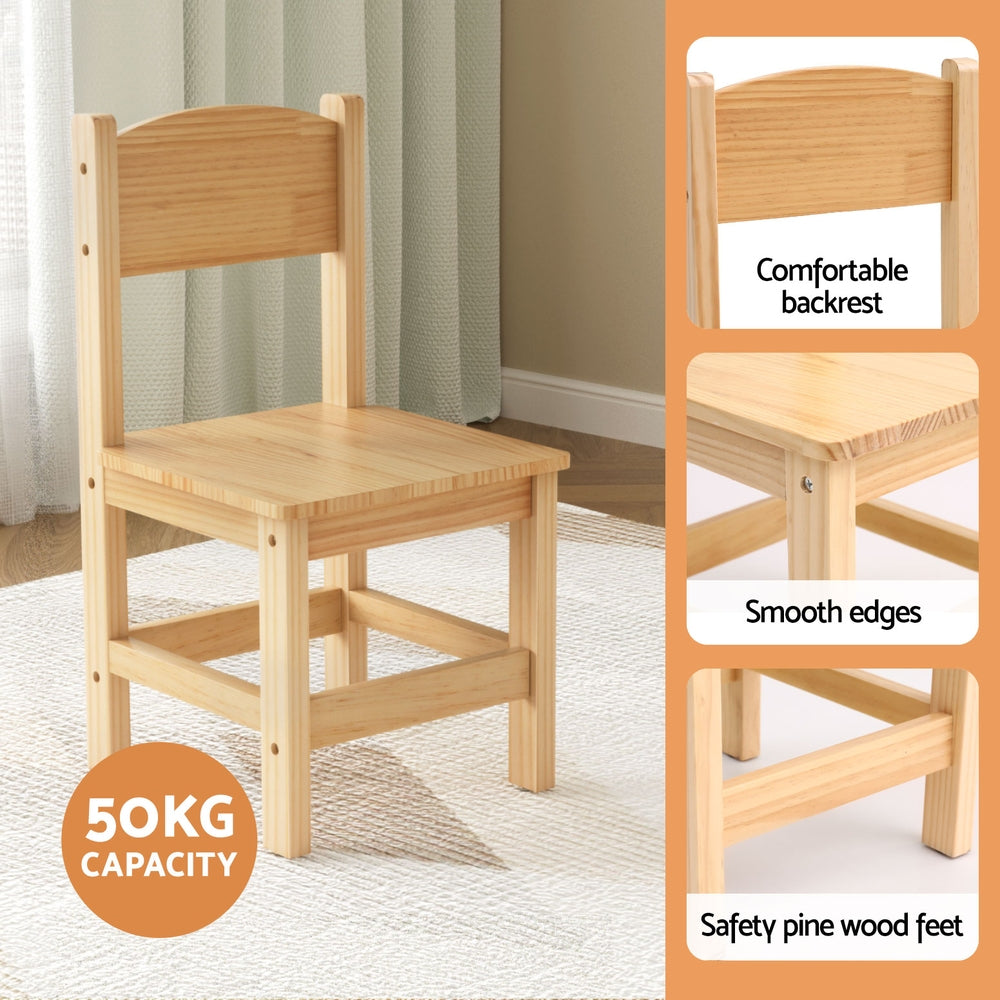 Kids Table and Chair Set - Pinewood