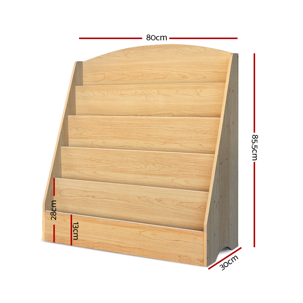 5 Tier Kids Magazine Rack Style Bookcase - Natural