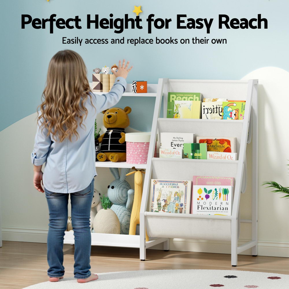 3 Tier Kids Sling Bookshelf - White