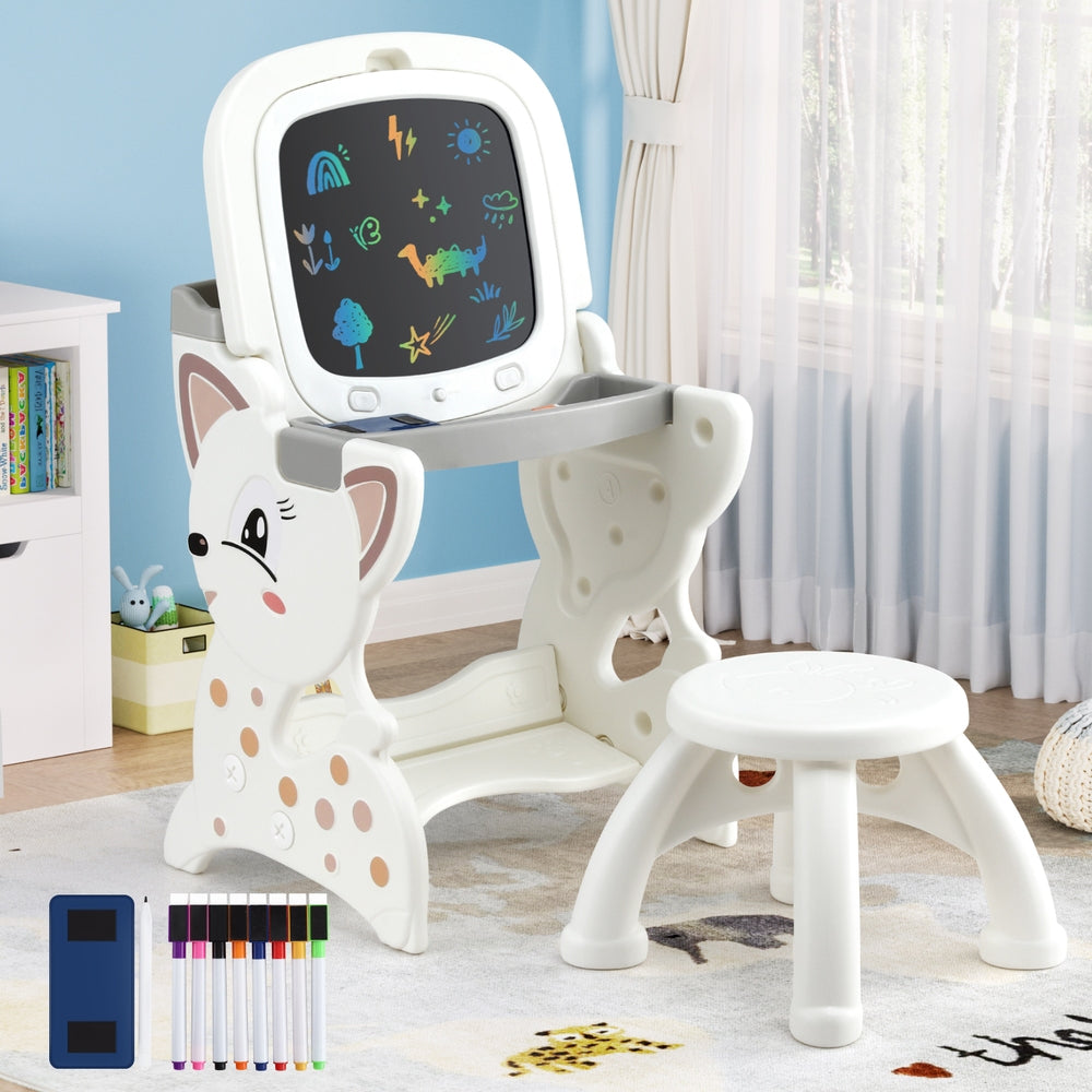 2 in 1 Easel Desk Stool with LCD Writing Tablet