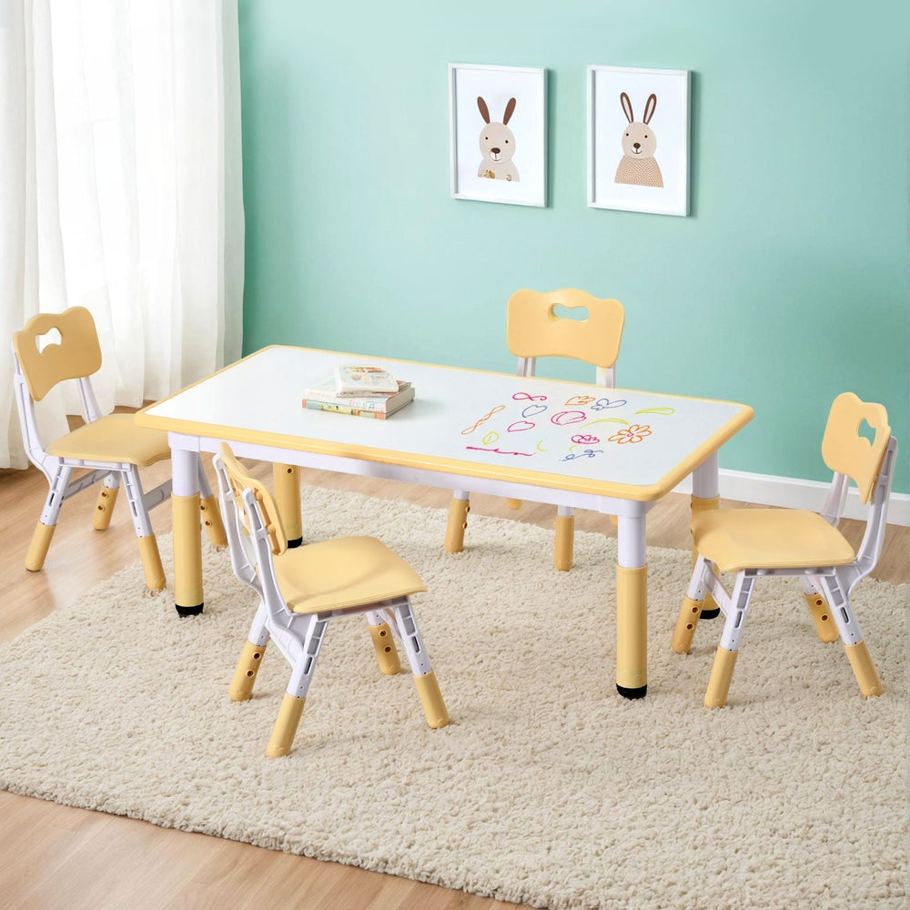Kids Table and 4 Chair Set - Draw on Table Top