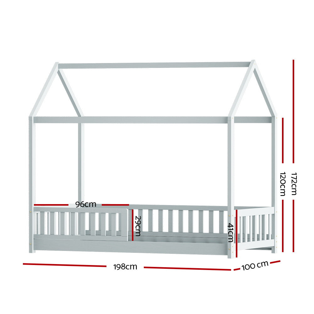 Rock House Single Bed Frame - Grey
