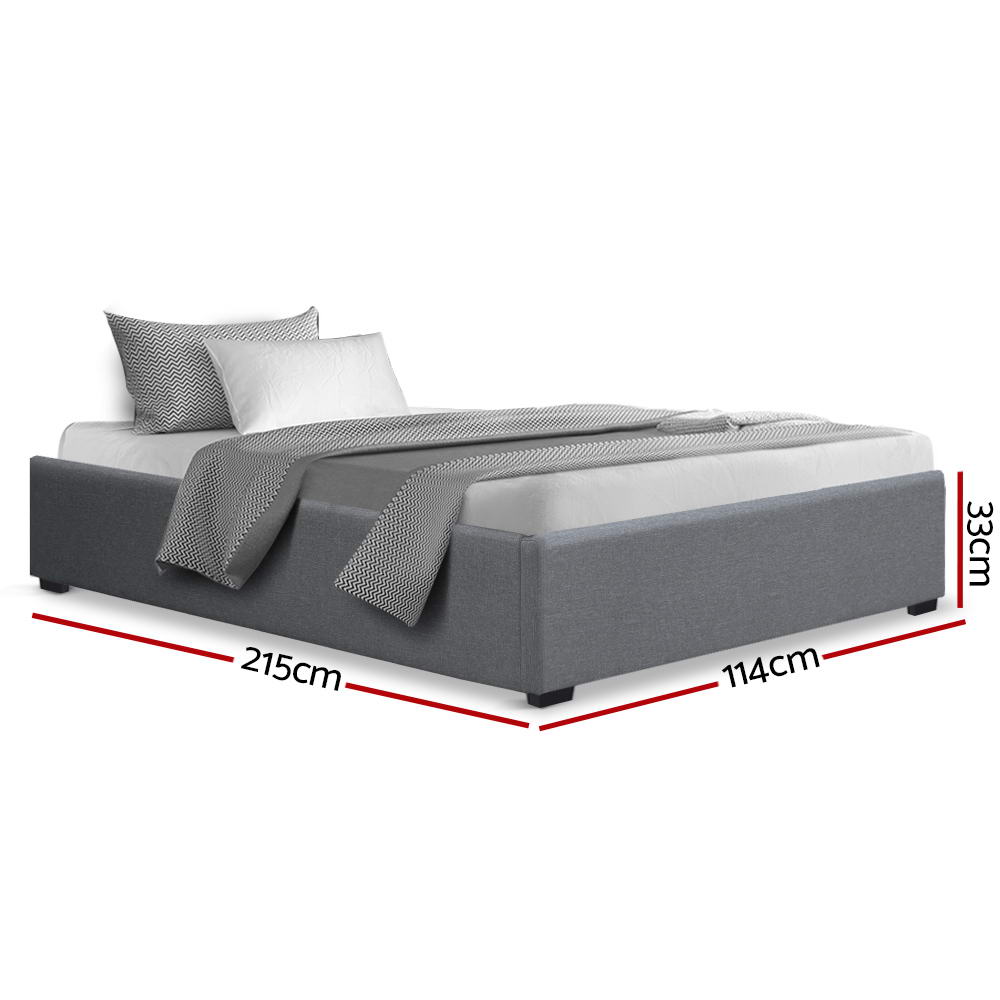 Toki Grey King Single Bed Frame with Gas Lift Base