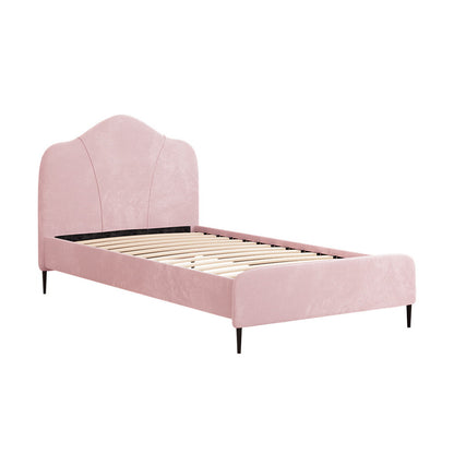 Olan King Single Velvet Bed Frame - Pink