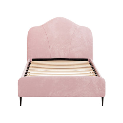 Olan King Single Velvet Bed Frame - Pink