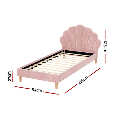 Rosy King Single Bed Frame - Pink Scallop