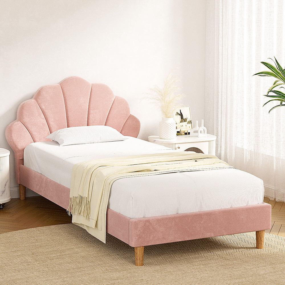Rosy King Single Bed Frame - Pink Scallop