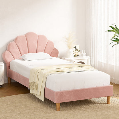 Rosy King Single Bed Frame - Pink Scallop