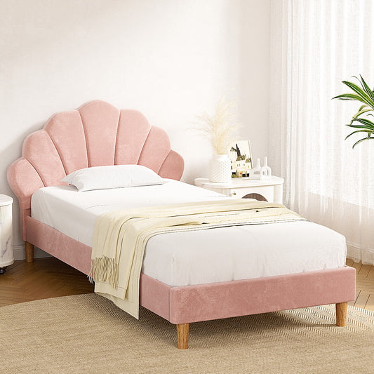 Rosy King Single Bed Frame - Pink Scallop
