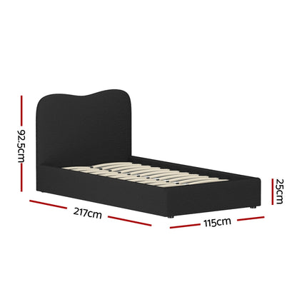 Dara King Single Boucle Bed Frame - Black
