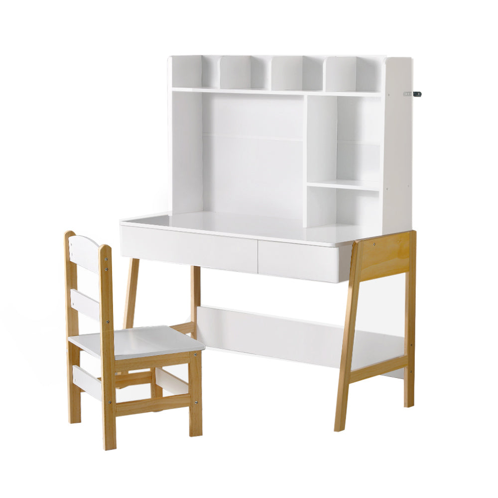 2 Piece Kids Study Desk and Chair Set with Storage
