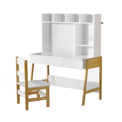2 Piece Kids Study Desk and Chair Set with Storage