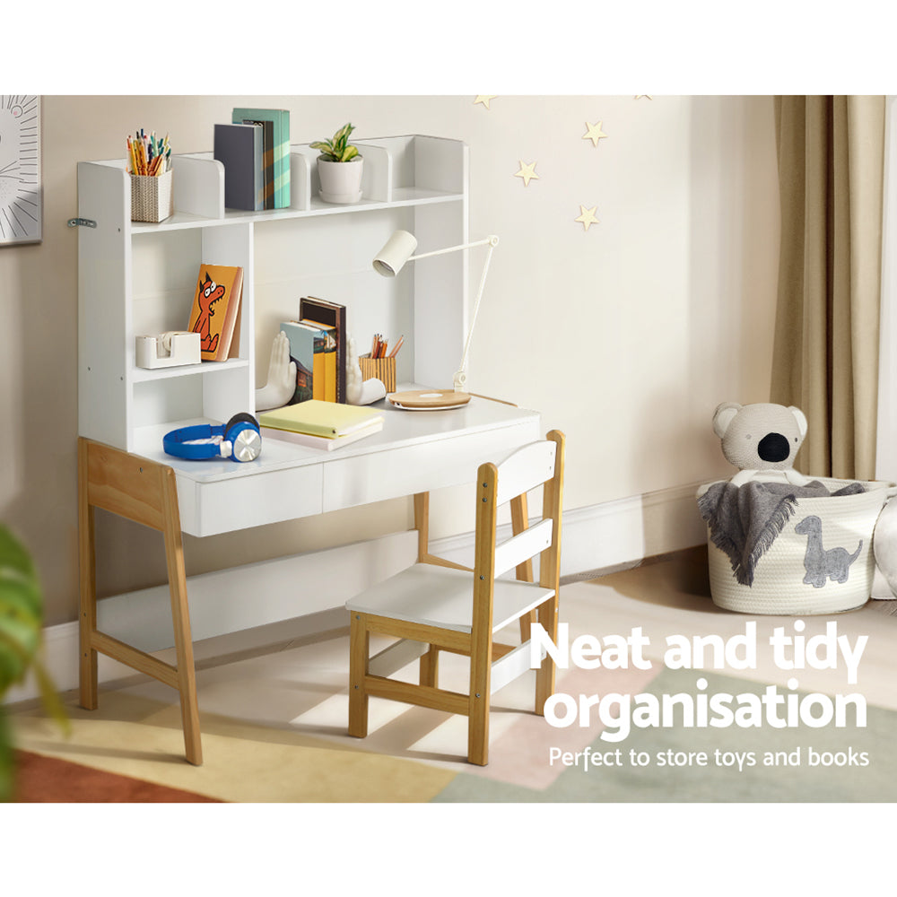 2 Piece Kids Study Desk and Chair Set with Storage