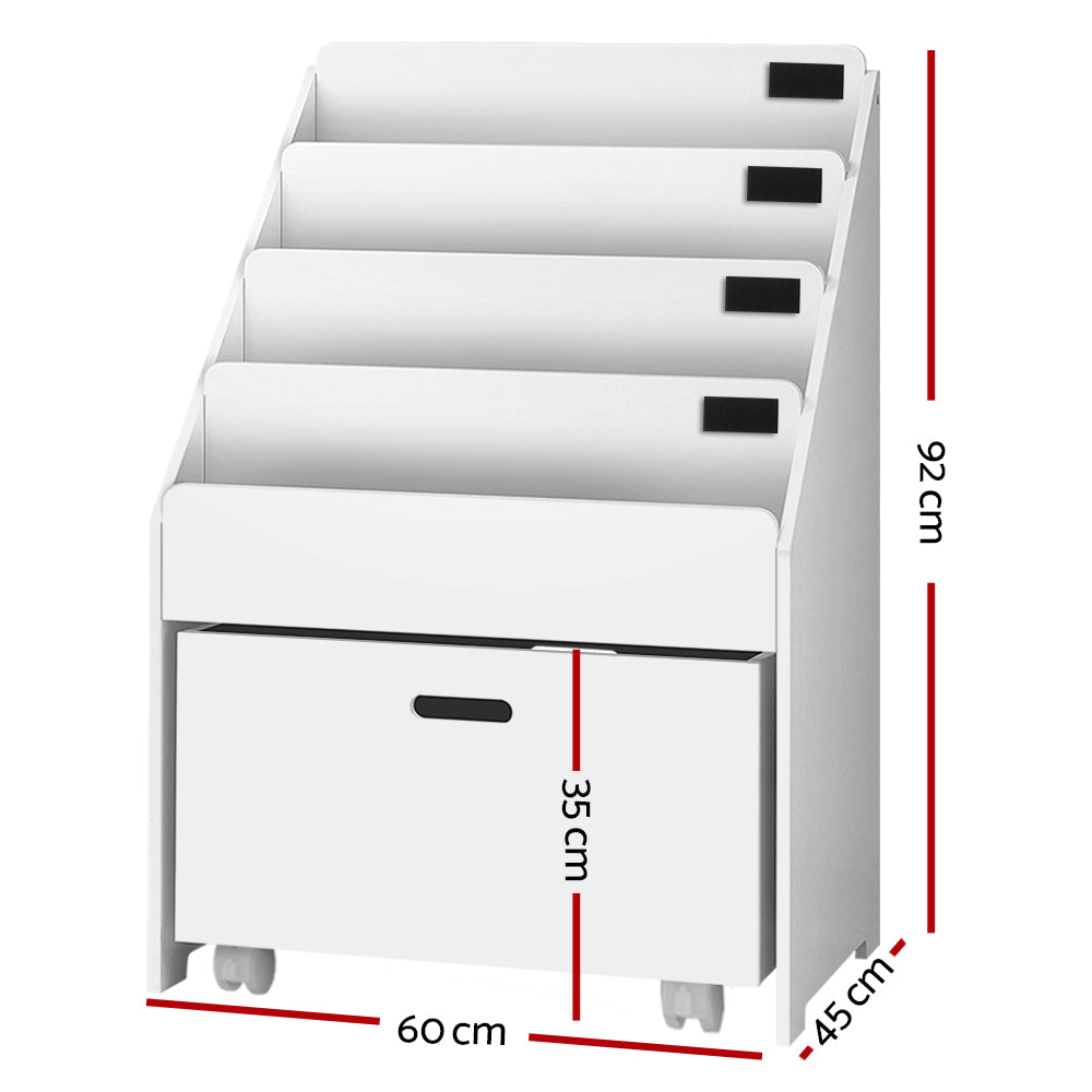 4 Tier Kids Bookshelf with Storage Drawer