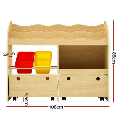 3 Tier Kids Bookshelf with Storage