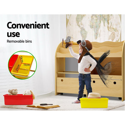3 Tier Kids Bookshelf with Storage