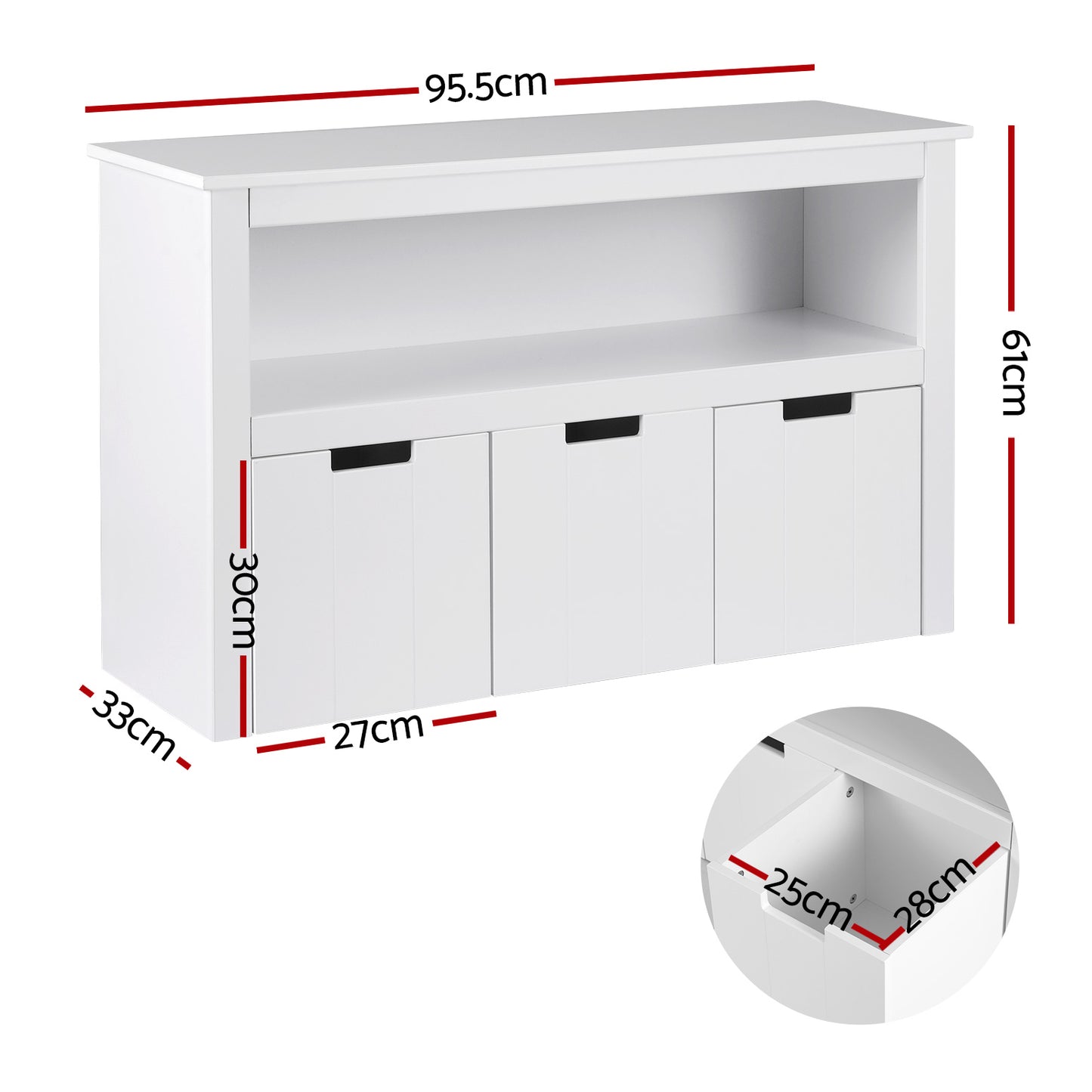 Kids Display Bookshelf with 3 Drawer Storage