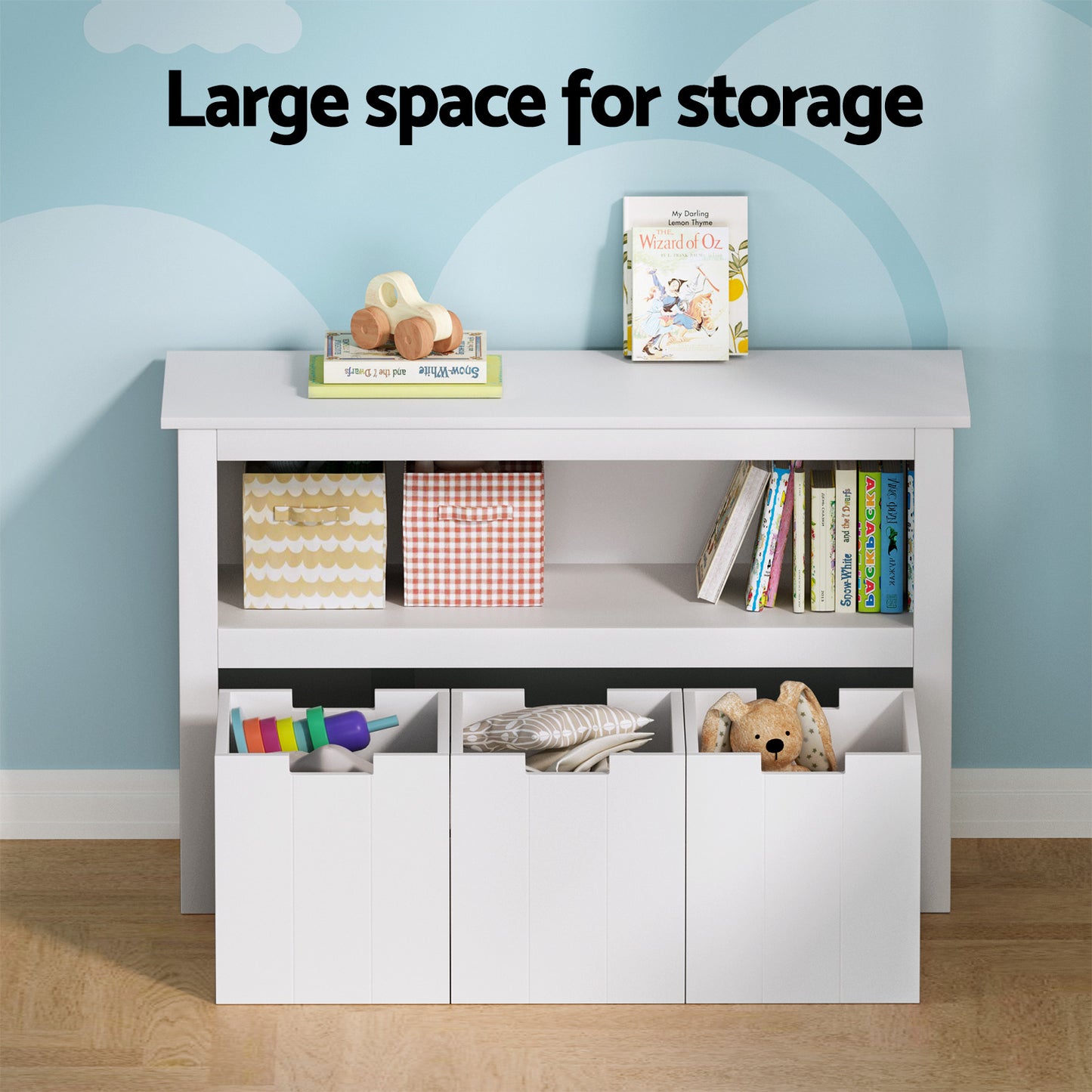 Kids Display Bookshelf with 3 Drawer Storage