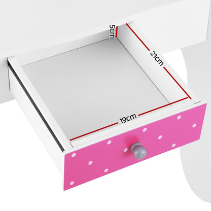 Kids Vanity Set with Triple Mirror and Chair - Pink