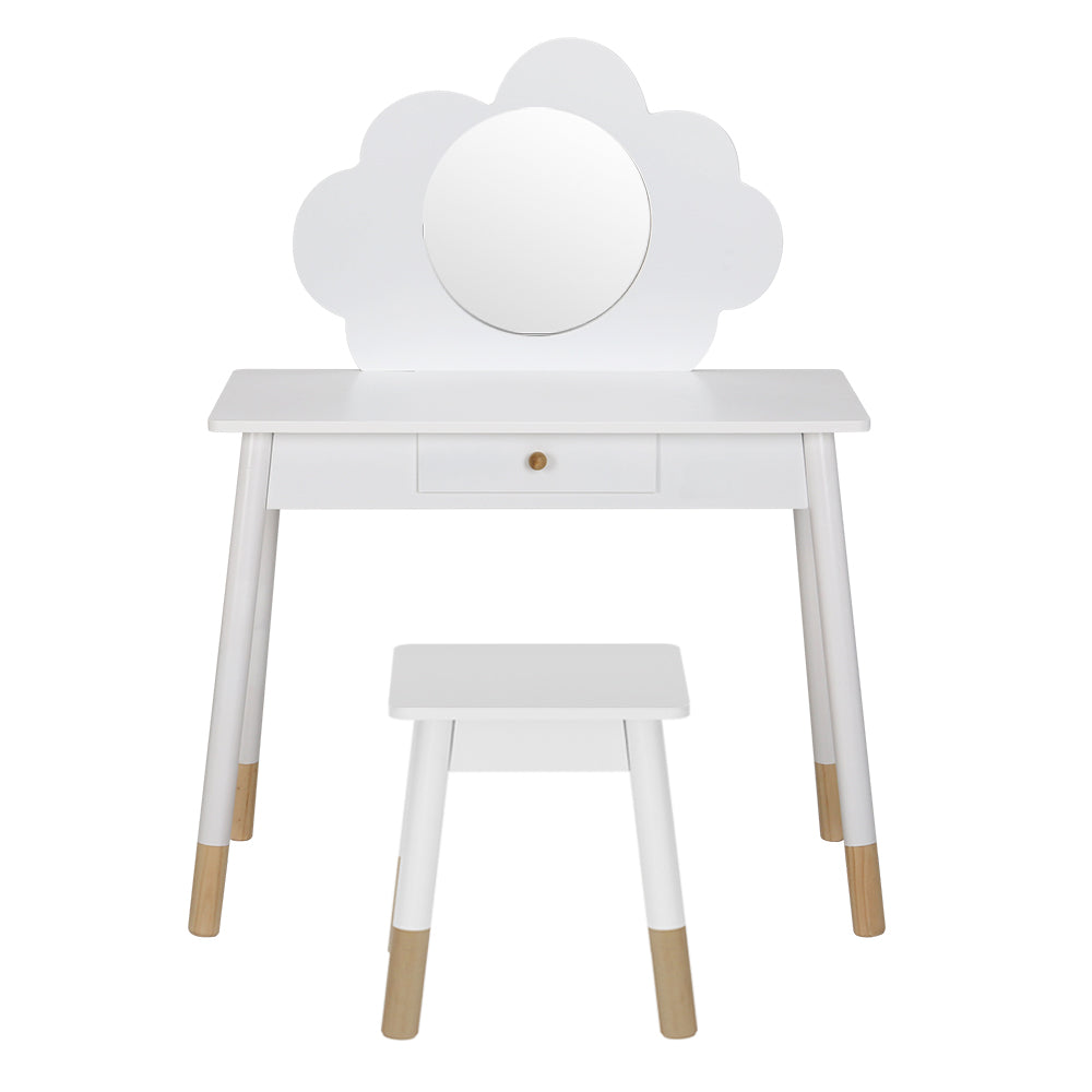 White Kids Dressing Table Set with Mirror and Chair