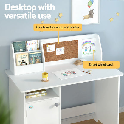 Kids Study Desk and Chair Set with Cabinet Storage