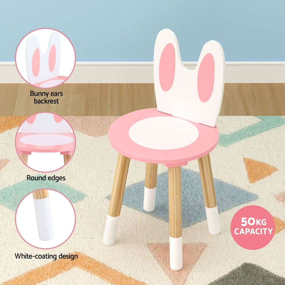Pink Bunny Kids Vanity Table and Stool