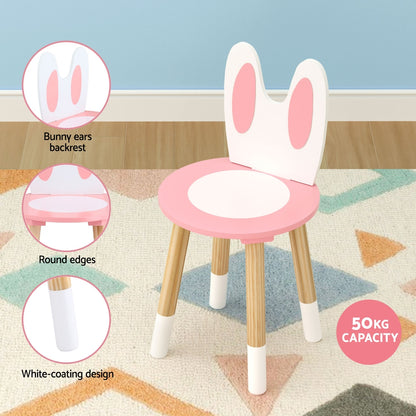 Pink Bunny Kids Vanity Table and Stool
