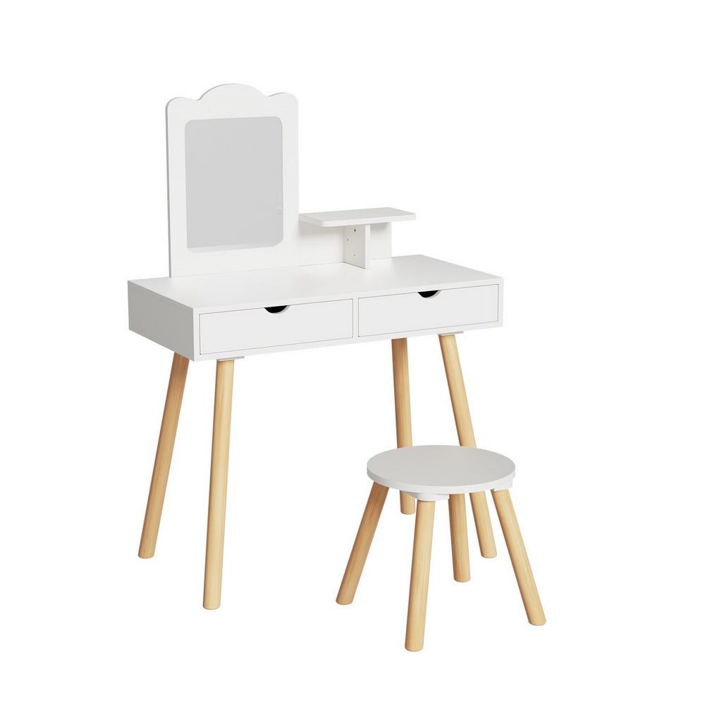 Scandi Kids Vanity Set with Mirror and Storage Drawers
