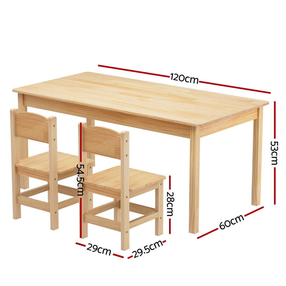 Kids Table and Chair Set - Pinewood
