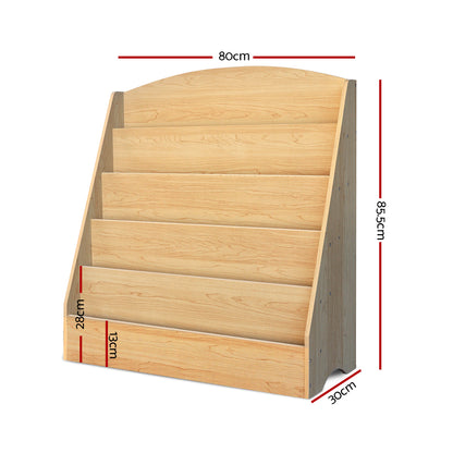 5 Tier Kids Magazine Rack Style Bookcase - Natural