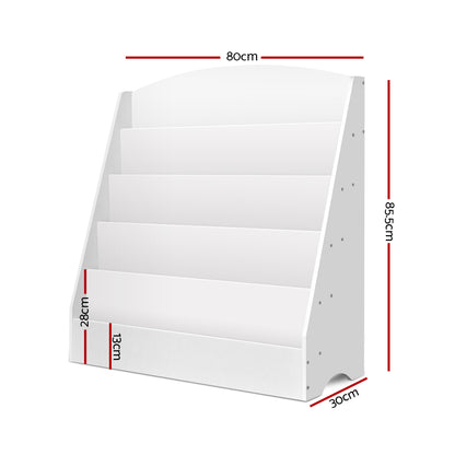 5 Tier Kids Magazine Rack Style Bookshelf - White