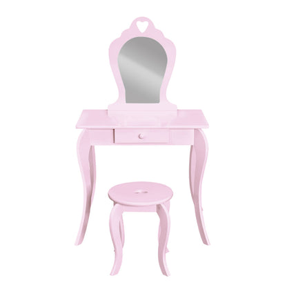 Pink Princess Vanity Table with Mirror and Stool
