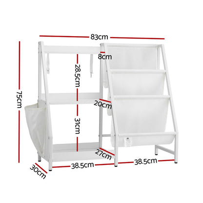 3 Tier Kids Sling Bookshelf - White