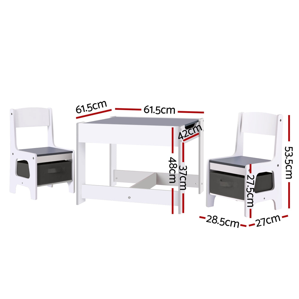 Kids Table and Chairs Set with Chalkboard Top
