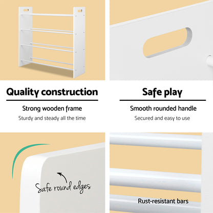 12 Bin Kids Toy and Book Storage Rack - White