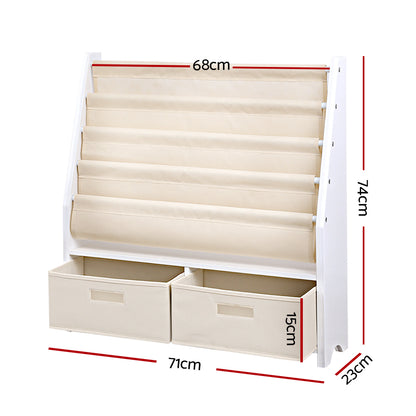 4 Tier Kids Bookshelf with Organiser Drawer