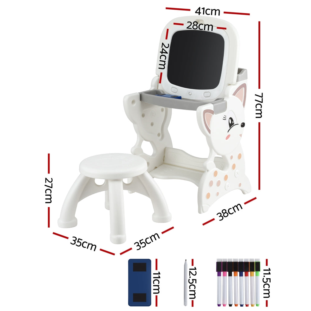 2 in 1 Easel Desk Stool with LCD Writing Tablet