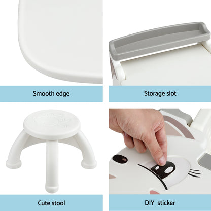 2 in 1 Easel Desk Stool with LCD Writing Tablet