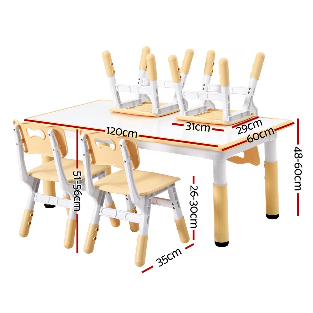 Kids Table and 4 Chair Set - Draw on Table Top