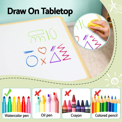 Kids Table and 4 Chair Set - Draw on Table Top