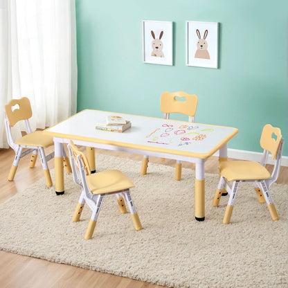 Kids Table and 4 Chair Set - Draw on Table Top