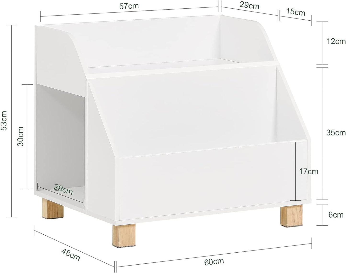 3 Compartment Kids Storage Bookcase - White