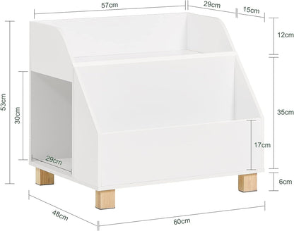 3 Compartment Kids Storage Bookcase - White