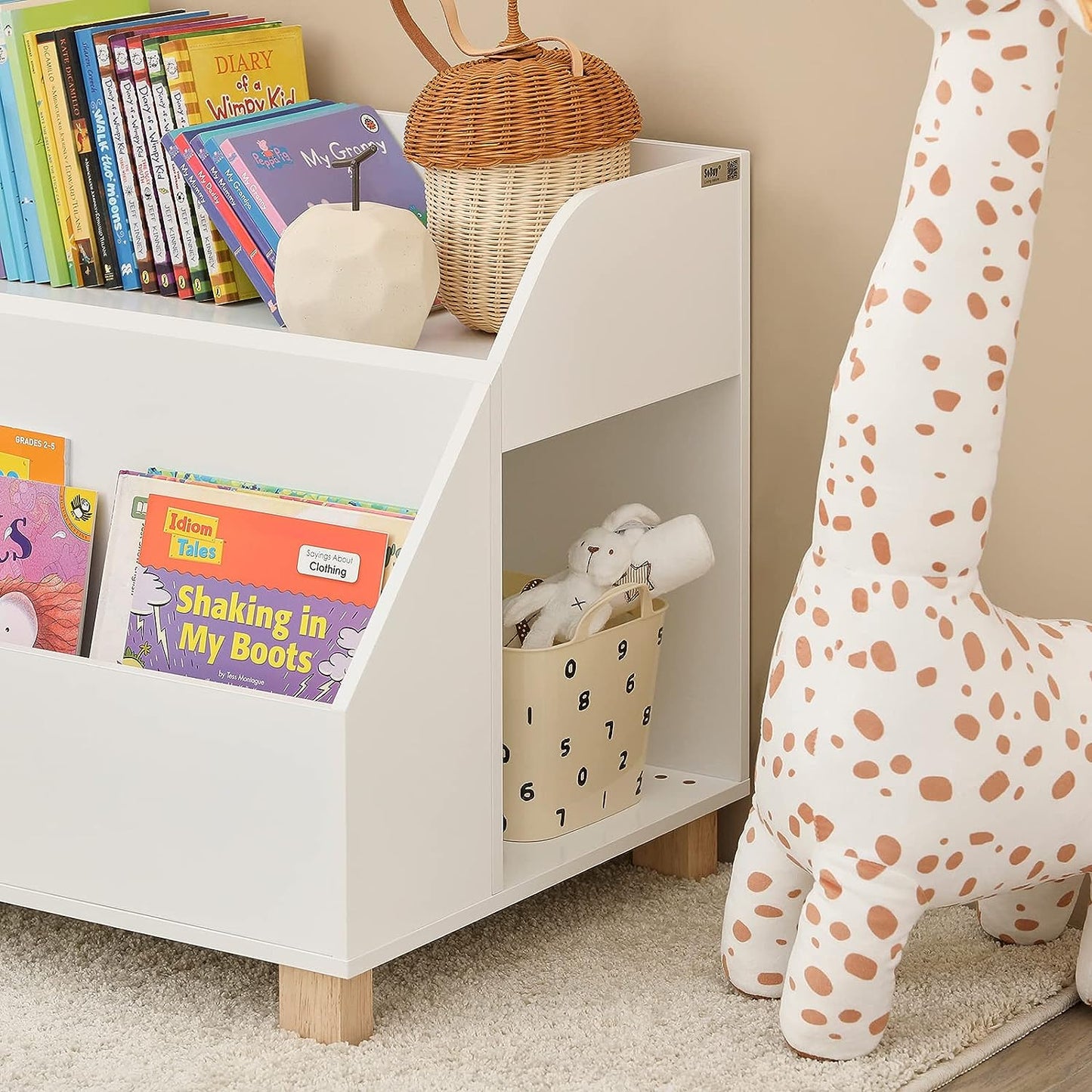 3 Compartment Kids Storage Bookcase - White