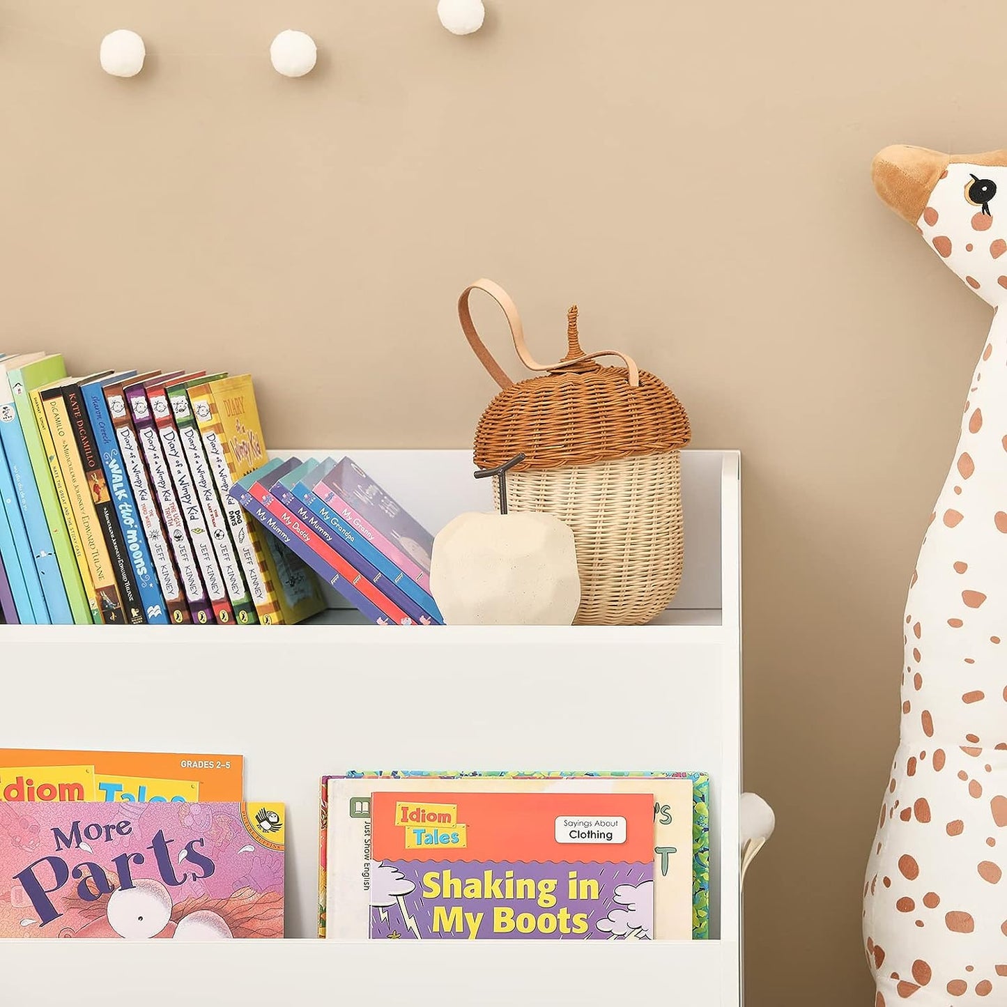 3 Compartment Kids Storage Bookcase - White