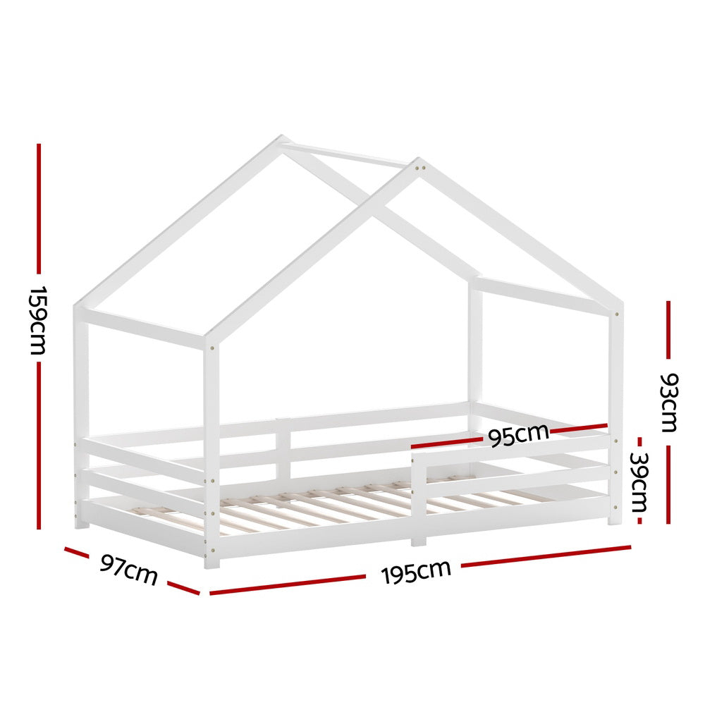 Amos House Single Bed Frame - White