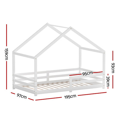 Amos House Single Bed Frame - White