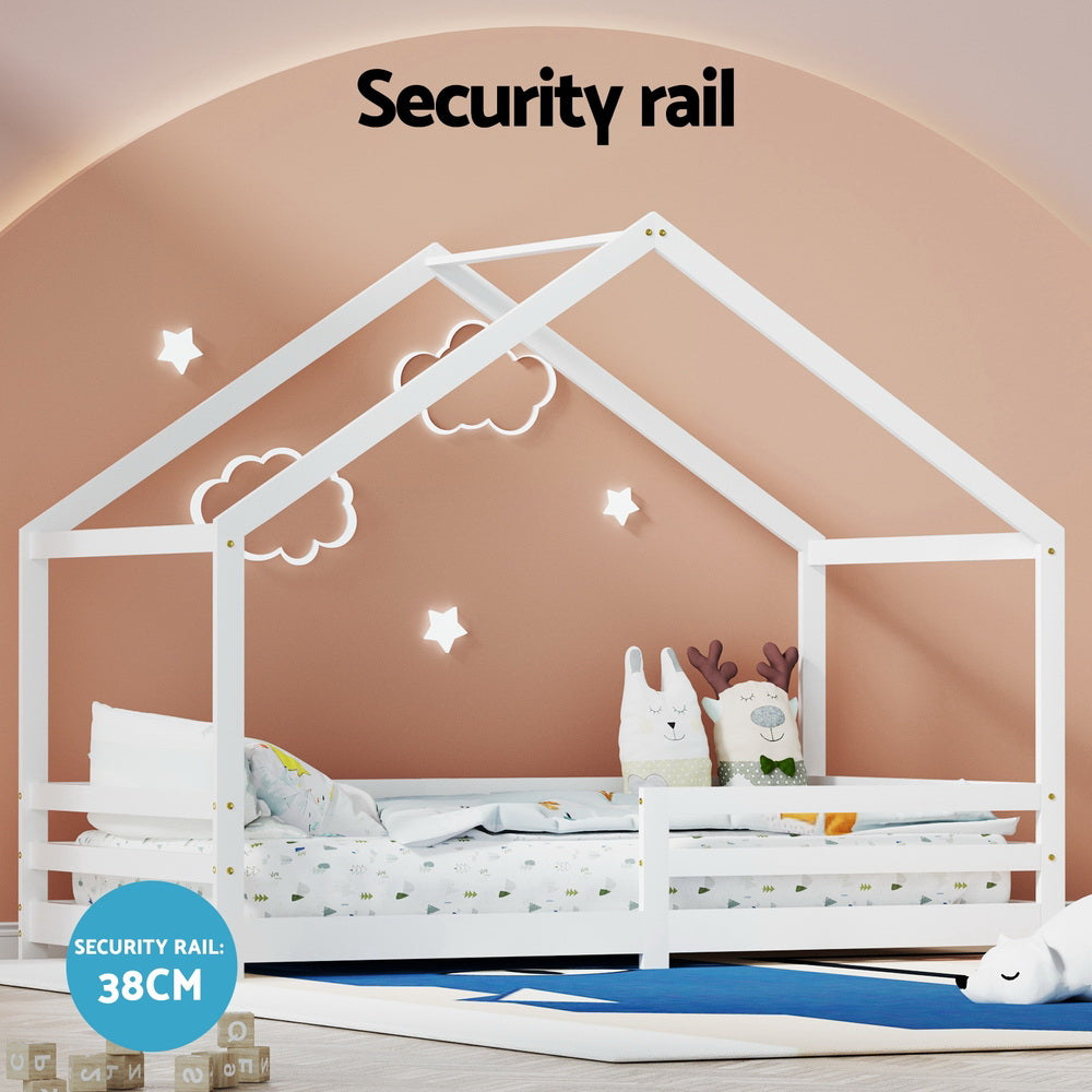 Amos House Single Bed Frame - White