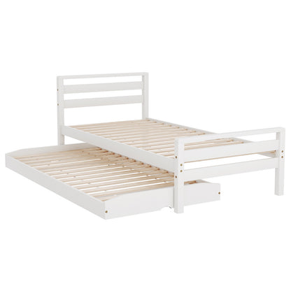 Avis Single 2-in-1 Trundle Bed Frame - White
