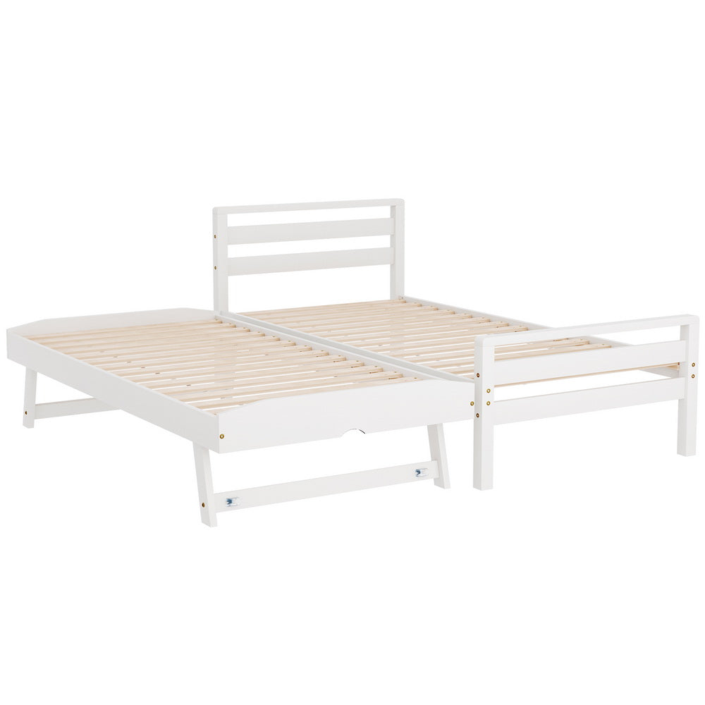 Avis Single 2-in-1 Trundle Bed Frame - White